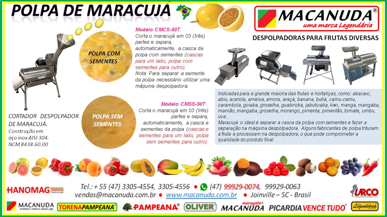 DESPOLPADEIRA DE MARACUJÁ INDUSTRIAL MACANUDA