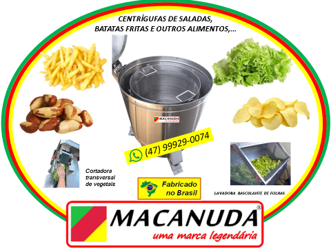 CENTRÍFUGAS INDUSTRIAIS PARA ALIMENTOS MACANUDA