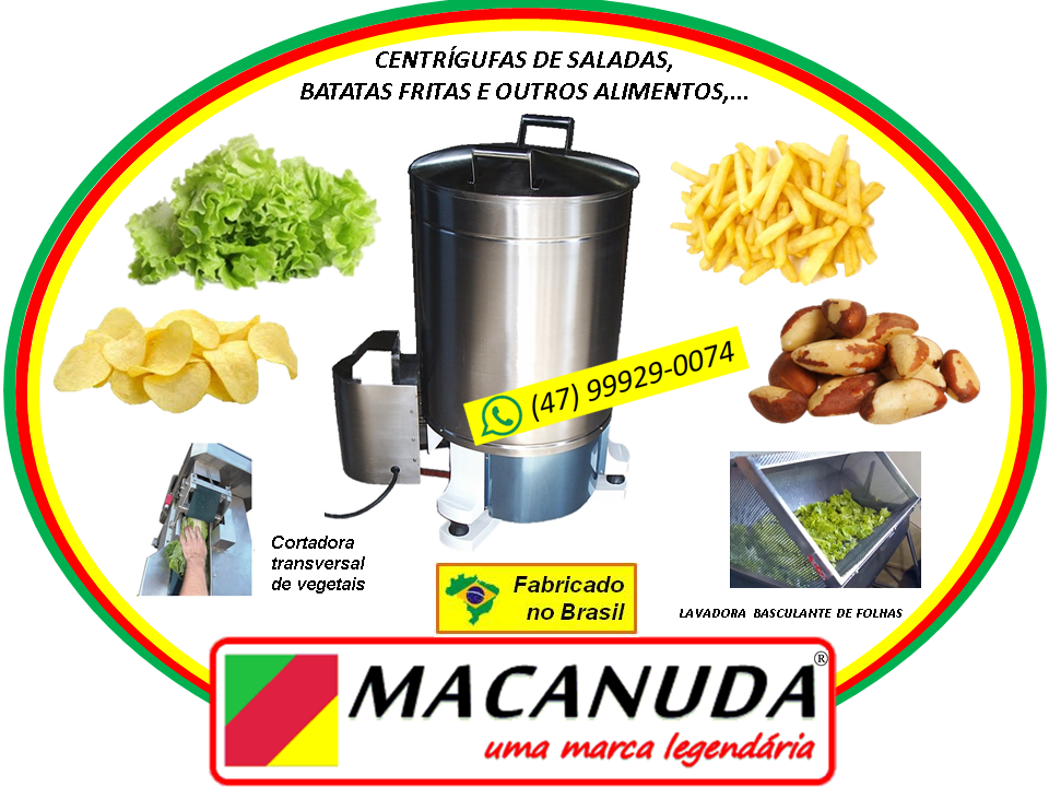 CENTRÍFUGAS INDUSTRIAIS SECADORAS DE SALADAS MACANUDA